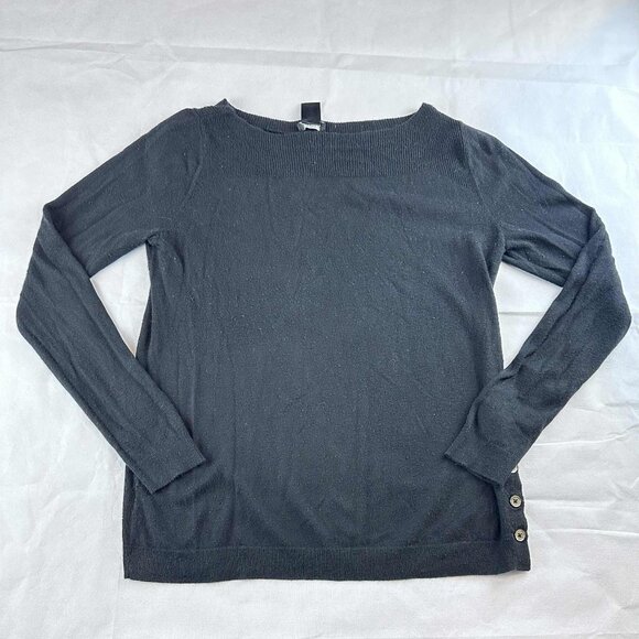 Ann Taylor Black Button-Detail Pull Over Sweater - Picture 2 of 8
